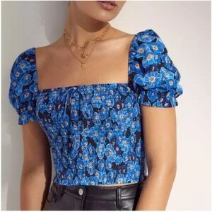 Aritzia Wilfred smocked blouse